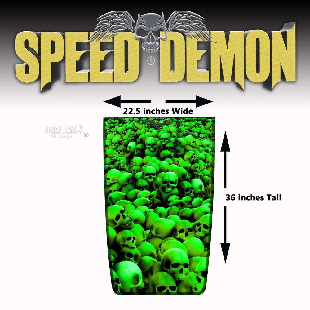 Jeep Wrangler Hood Graphics Green Skull Crusher - Speed Demon Wraps