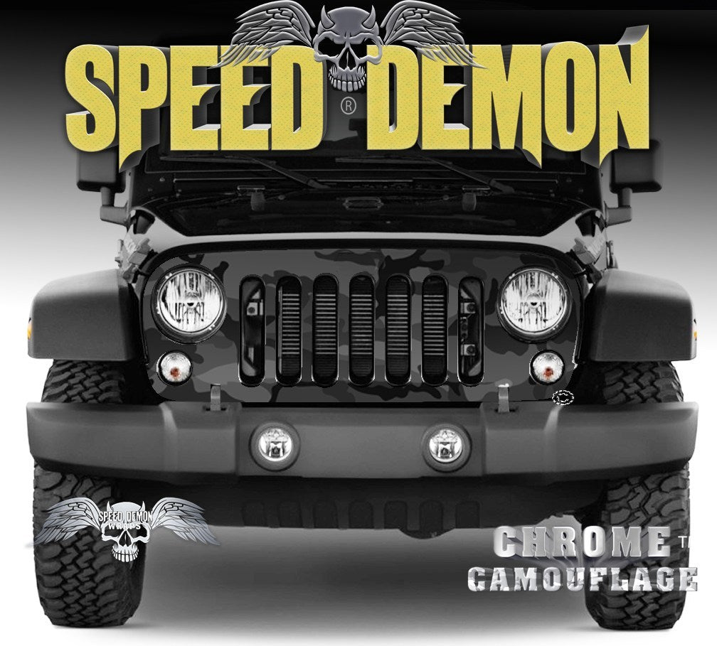 2007-2018 Jeep Grill Wraps Urban Black Camouflage - Speed Demon Wraps