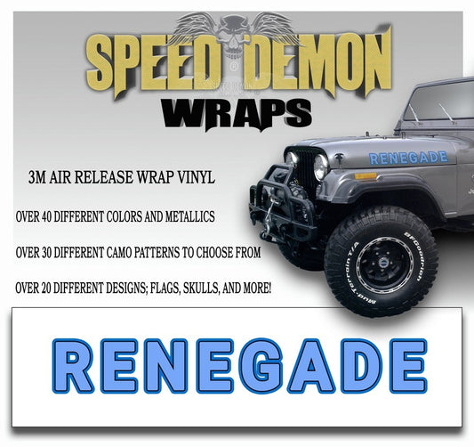 Jeep Renegade Hood Decals Light Blue 3 color - Speed Demon Wraps