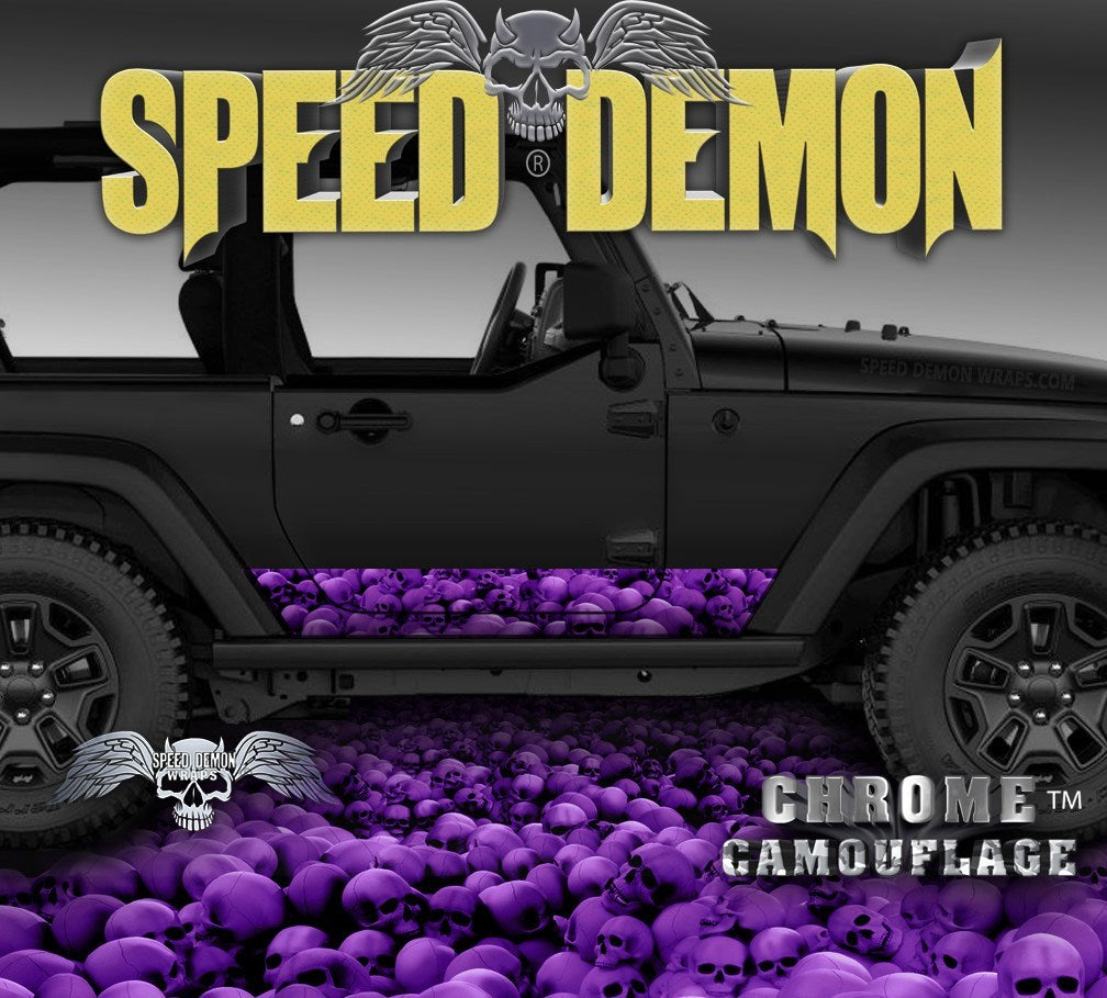 2007-2017 2 Door Jeep Wrangler Rocker Wrap SKULL CRUSHER Purple - Speed Demon Wraps