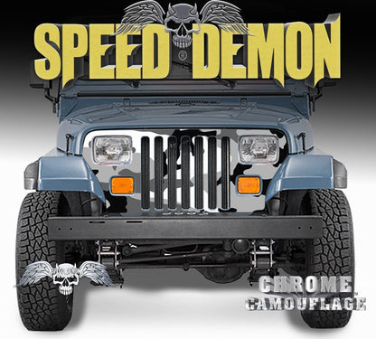 1987-1995 Jeep Grill Wraps Camo Snow Urban Camouflage Wrangler - Speed Demon Wraps