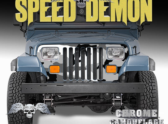 1987-1995 Jeep Grill Wraps Camo Snow Urban Camouflage Wrangler - Speed Demon Wraps