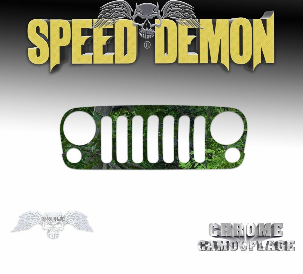 2007-2018 Jeep Grill Wraps Forest Camo 2007-2018 JK - Speed Demon Wraps