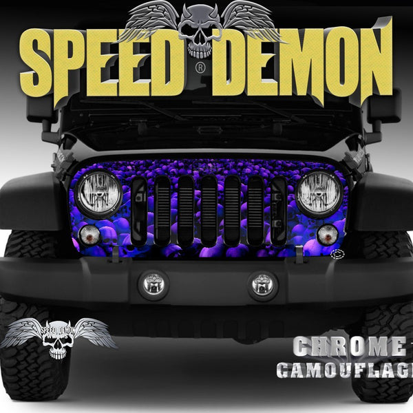 2007-2018 Jeep Grill Wraps Skull Crusher - Speed Demon Wraps