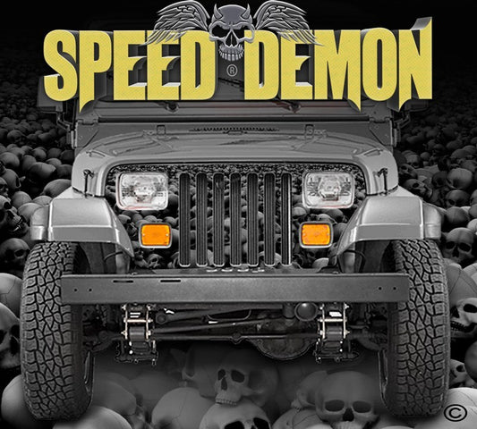 1987-1995 Jeep Grill Wraps Skulls Skull Crusher Camo Wrangler Subdued - Speed Demon Wraps