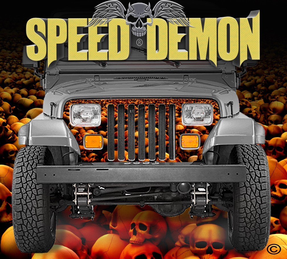 1987-1995 Jeep Grill Wraps Skulls Skull Crusher Camo Wrangler - Speed Demon Wraps