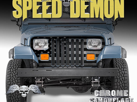 1987-1995 Jeep Grill Wraps American Flag Subdued Wrangler - Speed Demon Wraps