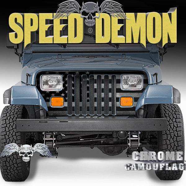 1987-1995 Jeep Grill Wraps American Flag Subdued Wrangler - Speed Demon Wraps