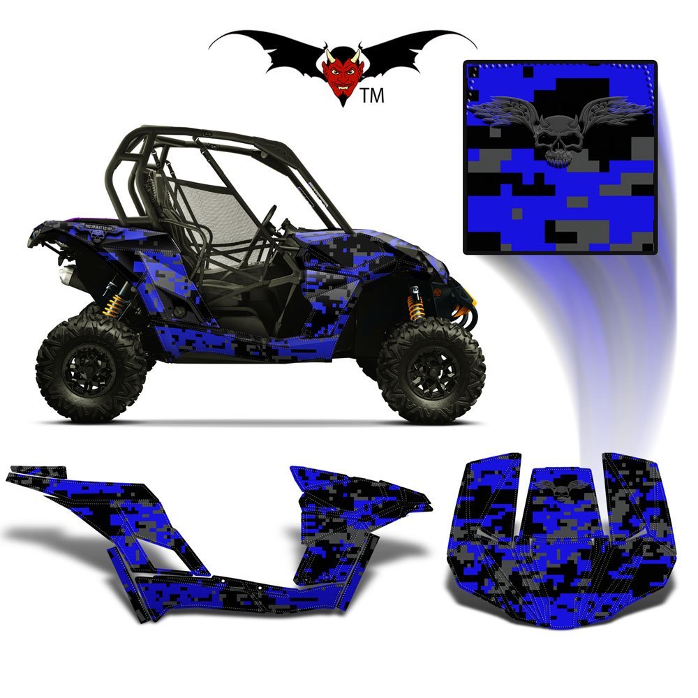 CAN-AM BRP MAVERICK 1000 GRAPHICS WRAP KIT -  BLUE DIGITAL CAMO - Speed Demon Wraps