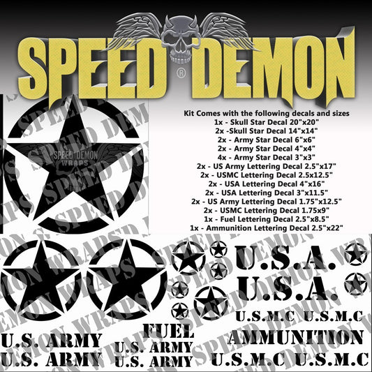 Military Decal Kit Black Vinyl - Speed Demon Wraps
