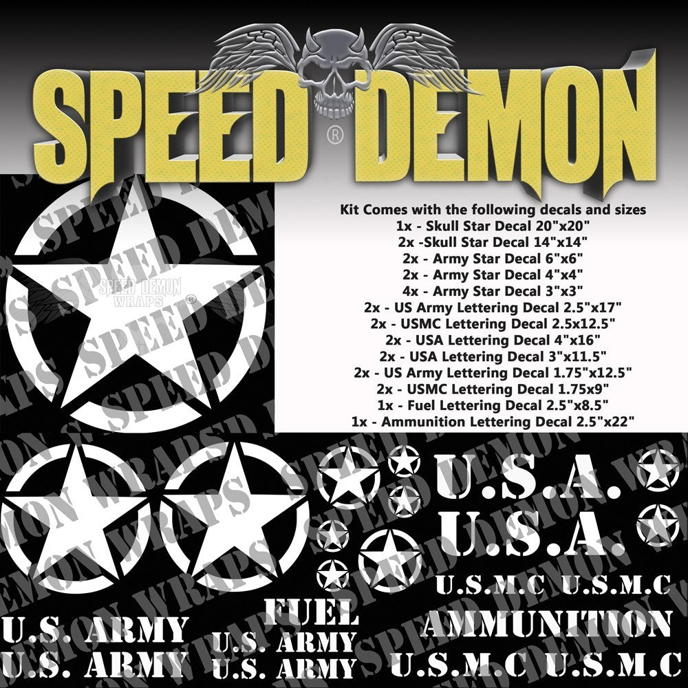 Military Decal Kit White Vinyl - Speed Demon Wraps