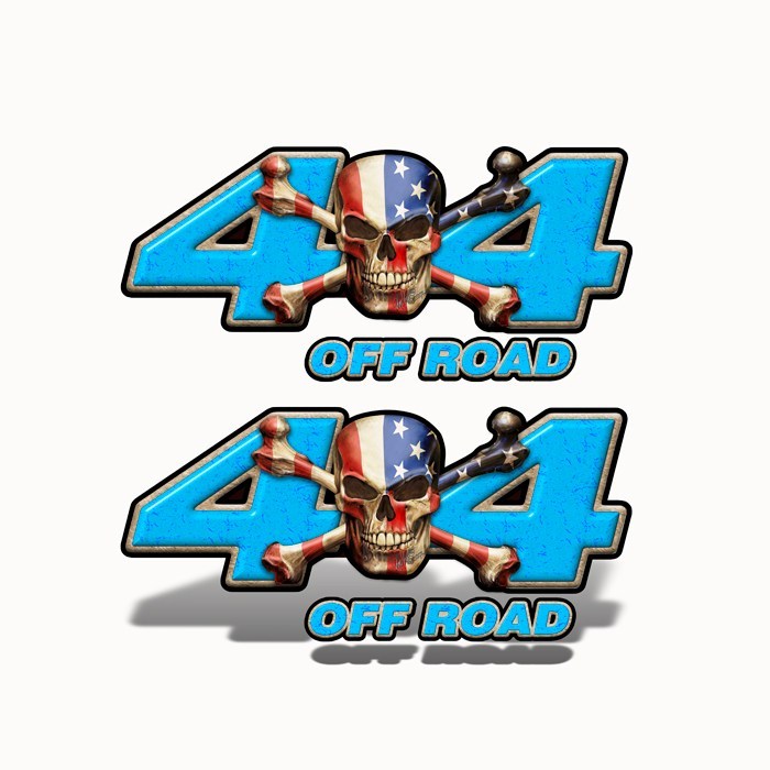 4x4 Off Road Decal Patriot Skull Blue - Speed Demon Wraps