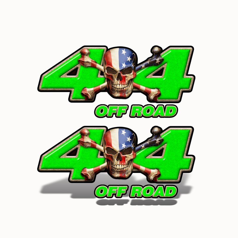 4x4 Off Road Decal Patriot Skull Green - Speed Demon Wraps