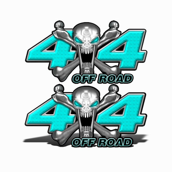 4x4 Off Road Stainless Steal Skull Baby Blue - Speed Demon Wraps