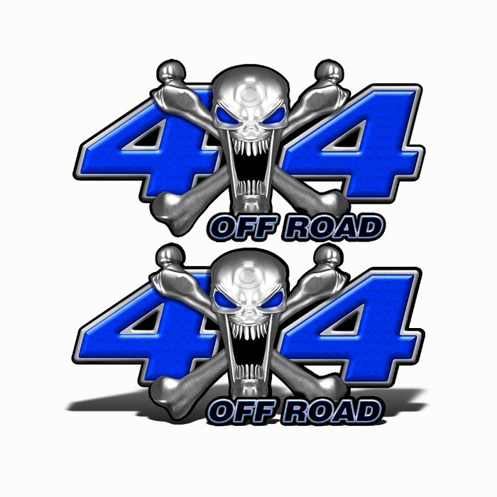 4x4 Off Road Stainless Steal Skull Dark Blue - Speed Demon Wraps