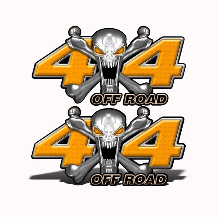 4x4 Off Road Stainless Steal Skull Orange - Speed Demon Wraps