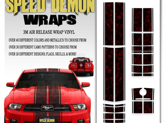 Ford Mustang Racing Stripe Kit Skulls Ghosted Red 2010-2012