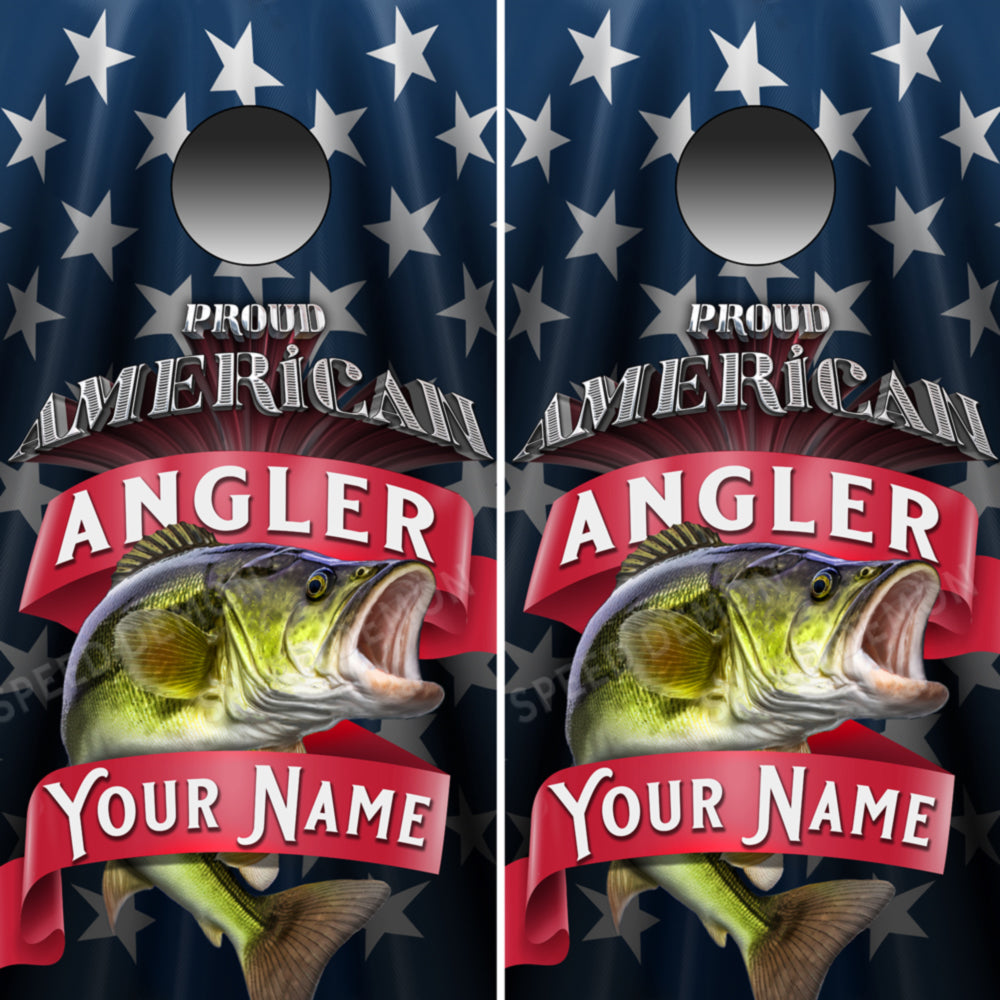 Personalized Proud American Largemouth Bass Anglers Cornhole Wraps