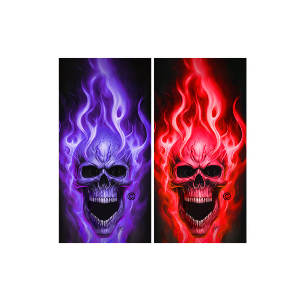 Flaming Skulls Combo Sets Cornhole Wraps Kustom Low Brow Art