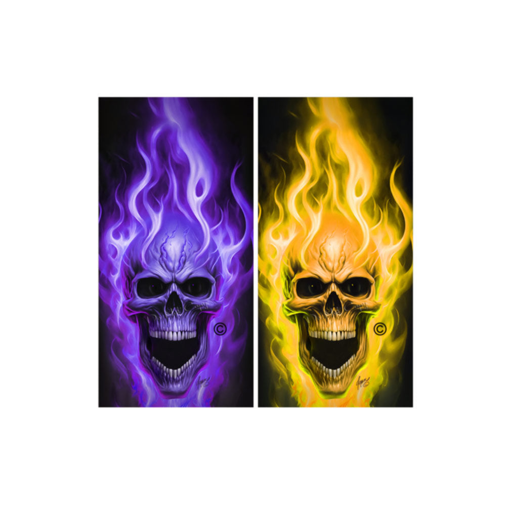 Flaming Skulls Combo Sets Cornhole Wraps Kustom Low Brow Art