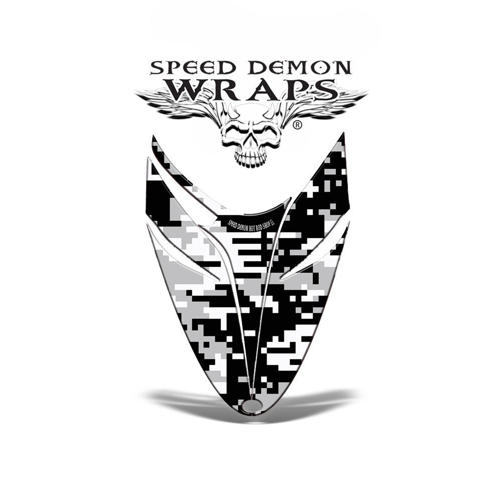 POLARIS DRAGON snowmobile Vinyl Graphic HOOD Wrap Sled -DIGITAL WHITE CAMOUFLAGE - Speed Demon Wraps