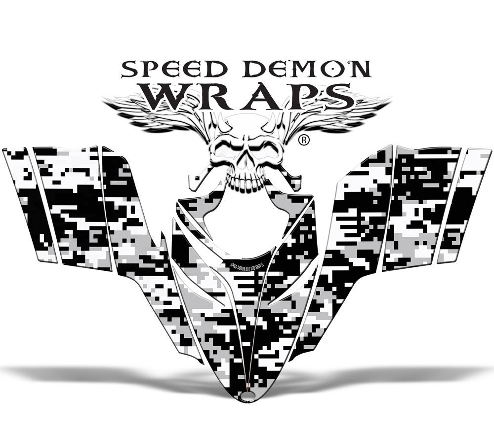 POLARIS DRAGON snowmobile Vinyl Graphic Wrap Sled -DIGITAL WHITE CAMOUFLAGE - Speed Demon Wraps