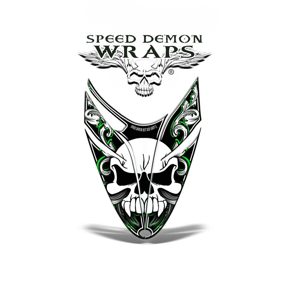 RMK Dragon Vinyl GRAPHICS WRAP KIT for Snowmobile Sled HOOD Skullen Green - Speed Demon Wraps