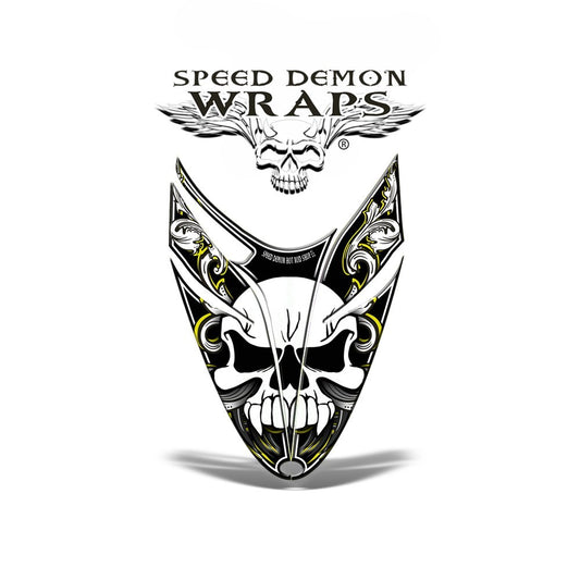 RMK Dragon HOOD GRAPHICS WRAP for Sleds and Snowmobiles Yellow Skullen - Speed Demon Wraps