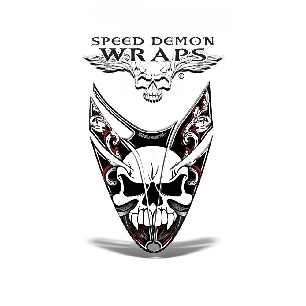 RMK Dragon HOOD GRAPHICS WRAP Kit for Snowmobiles and Sleds Skullen red - Speed Demon Wraps