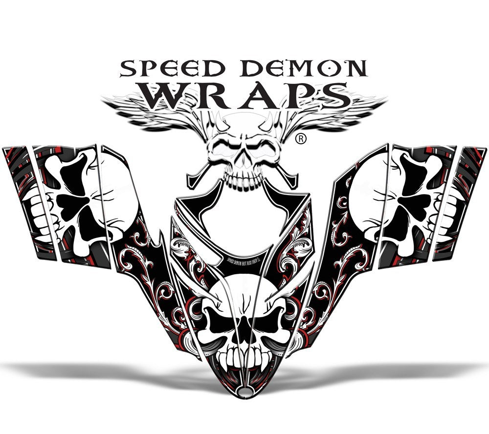 RMK Dragon VINYL GRAPHICS WRAP Kit for Polaris Snowmobiles and Sleds SKULLEN RED - Speed Demon Wraps