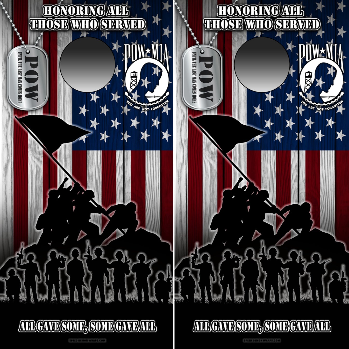 American Eagle -  Raising the Flag POW Cornhole Wraps - Combo Set