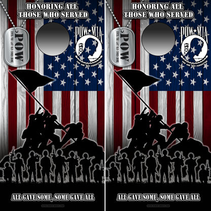 American Eagle -  Raising the Flag POW Cornhole Wraps - Combo Set