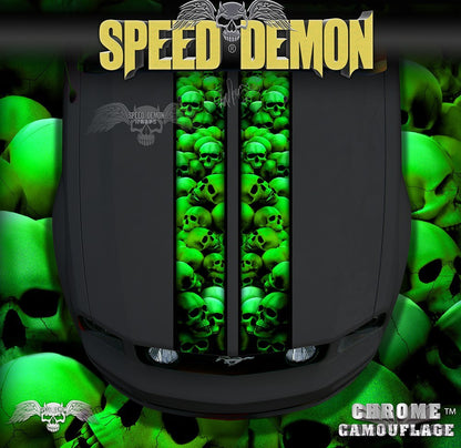 Mustang Green Skull Crusher Racing Stripes - Speed Demon Wraps