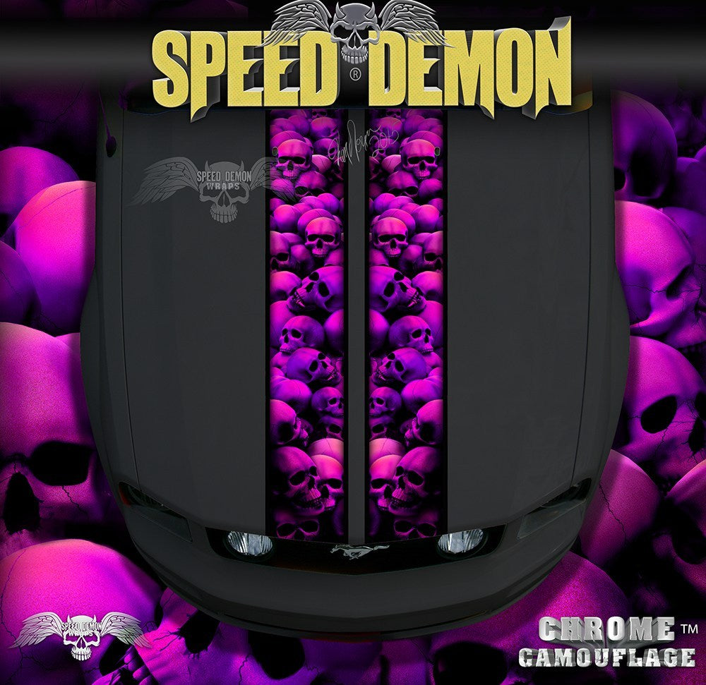 Mustang Pink Skull Crusher Racing Stripes - Speed Demon Wraps