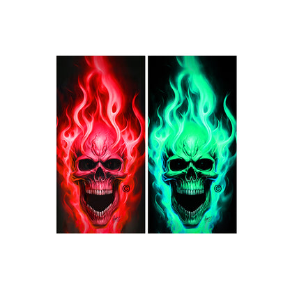 Flaming Skulls Combo Sets Cornhole Wraps Kustom Low Brow Art