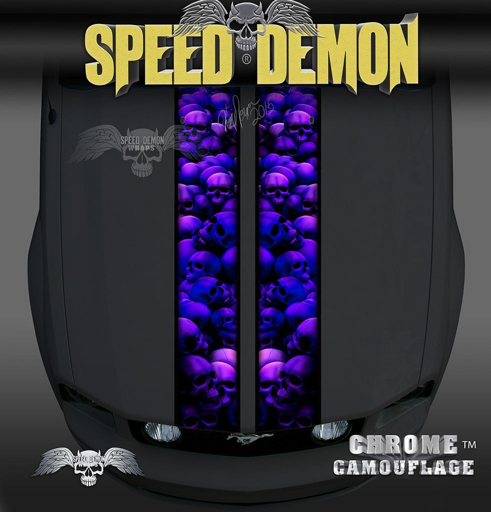 Mustang Blue Skull Crusher Racing Stripes - Speed Demon Wraps