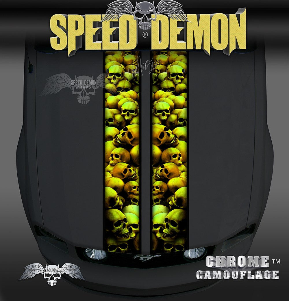 Mustang Gold Skull Crusher Racing Stripes - Speed Demon Wraps