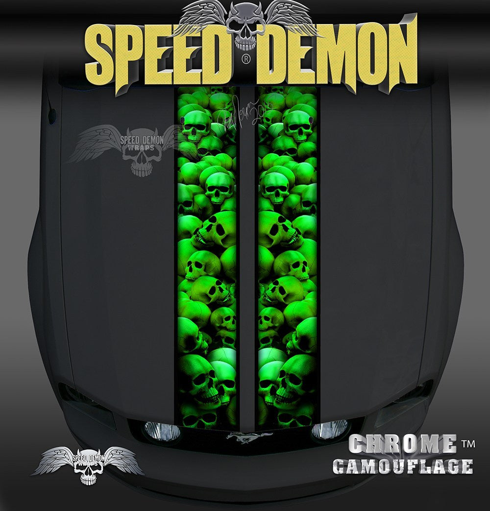 Mustang Green Skull Crusher Racing Stripes - Speed Demon Wraps