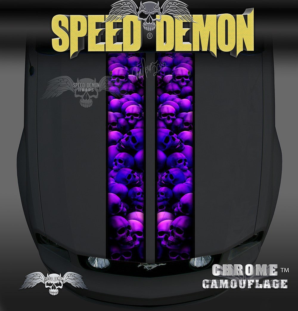 Mustang Purple Skull Crusher Racing Stripes - Speed Demon Wraps