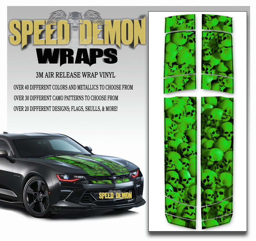 Camaro Stripes Skulls Green