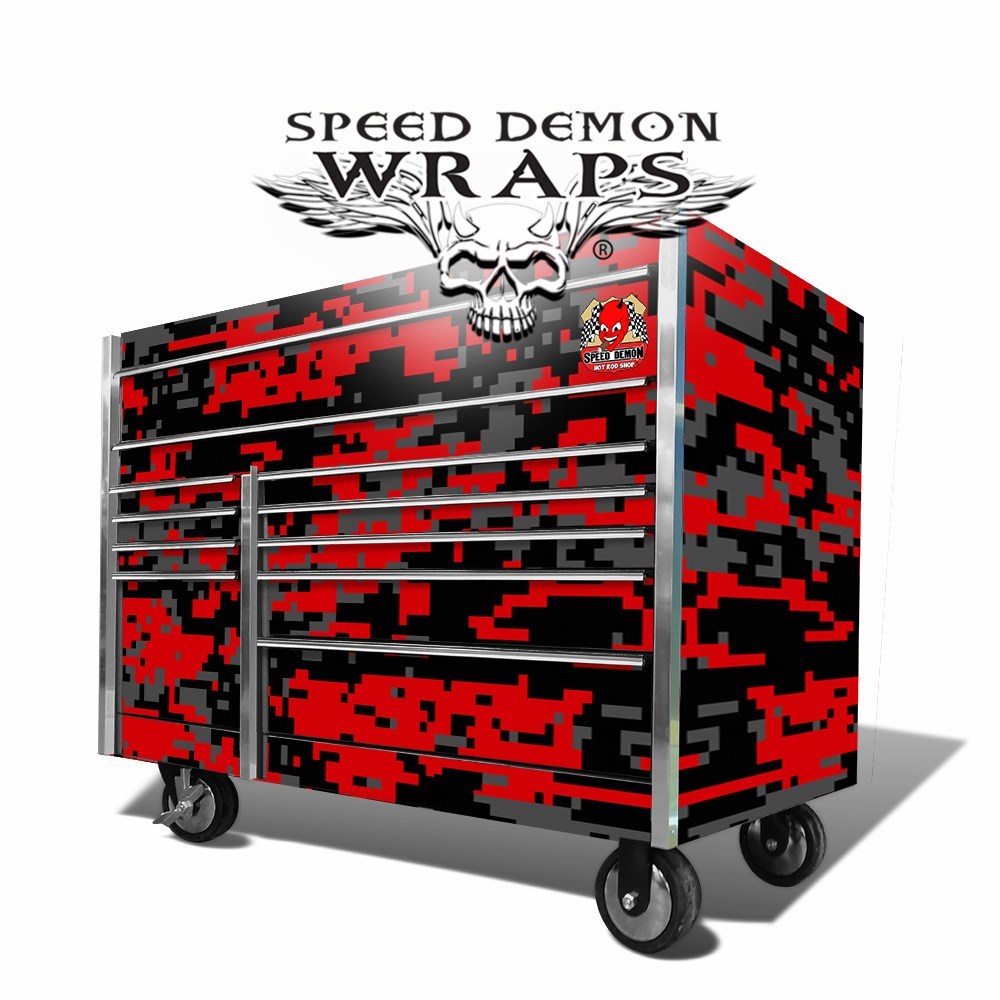 Snap On Too Box Graphics Wrap Skins Red-Digital Camouflage