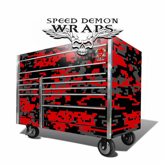 Snap On Too Box Graphics Wrap Skins Red-Digital Camouflage