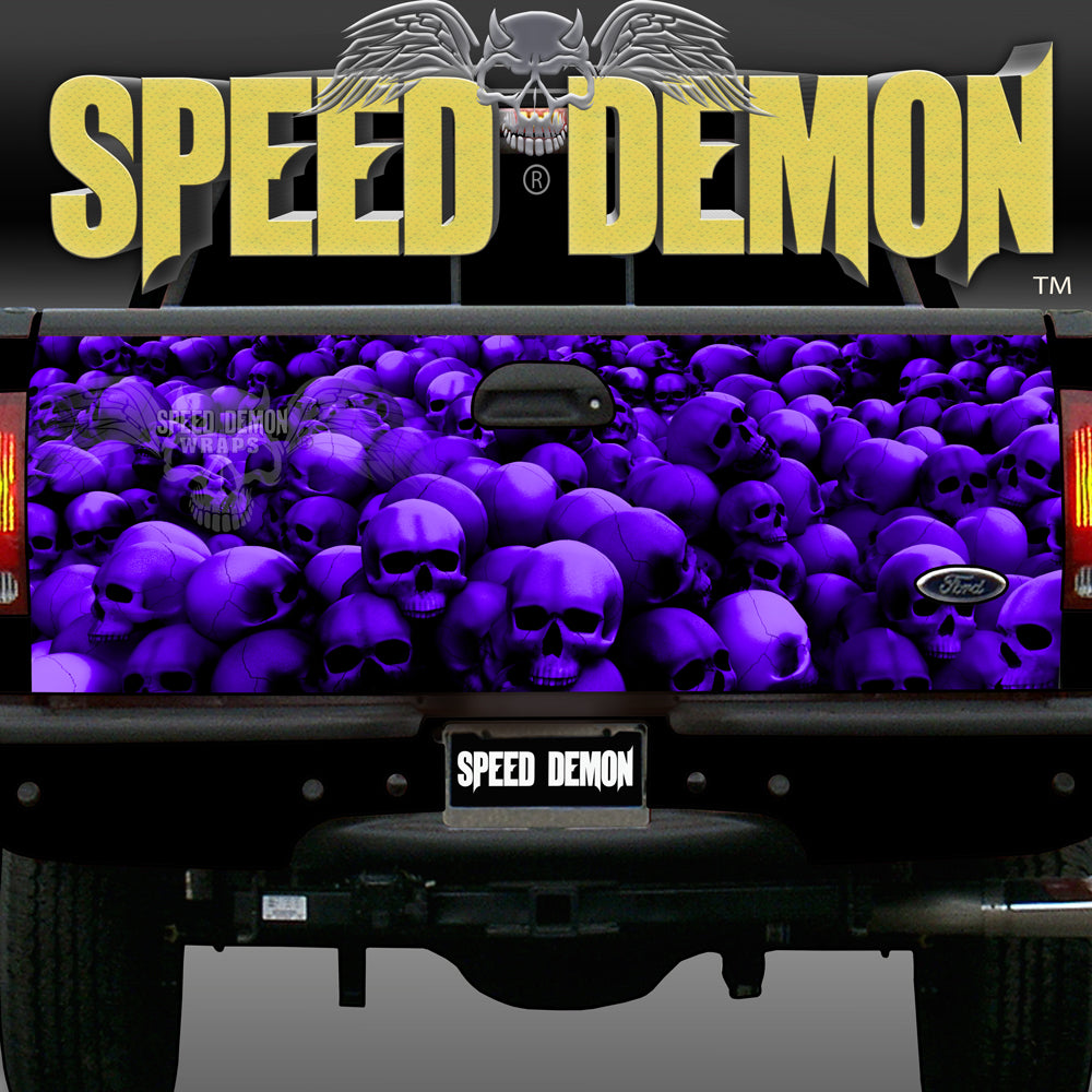 Tailgate Wraps Skulls Purple