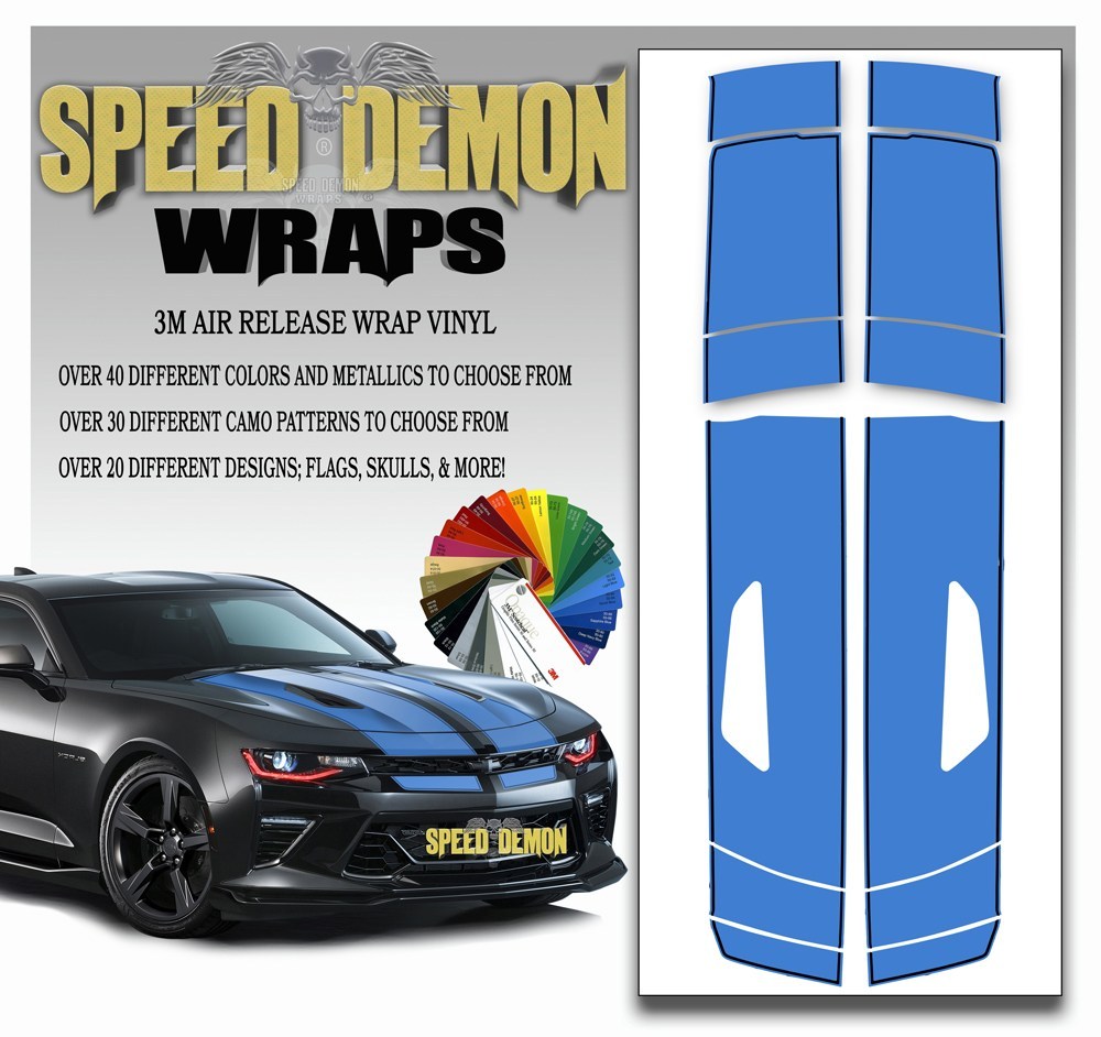 Camaro Stripes Blue with Black Pinstripe 2016-2017 V8 - Speed Demon Wraps
