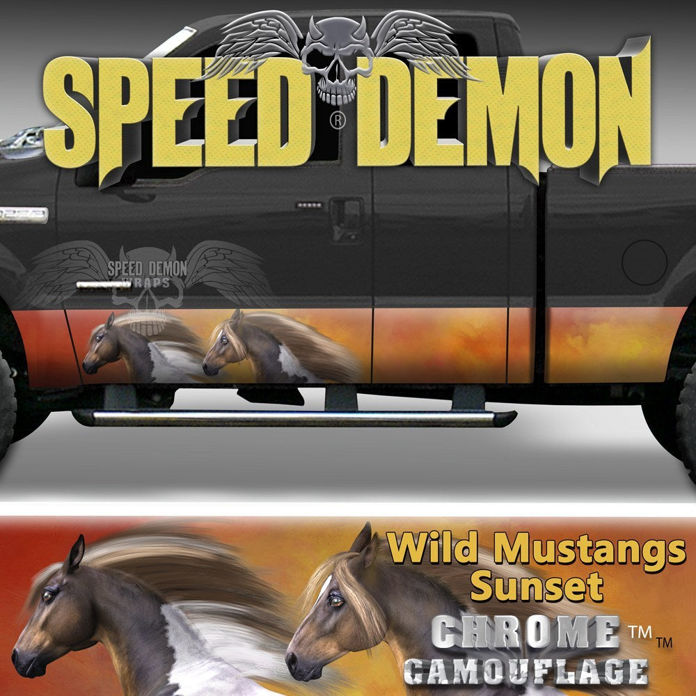 Rocker Panel Wrap Wild Mustangs - Speed Demon Wraps