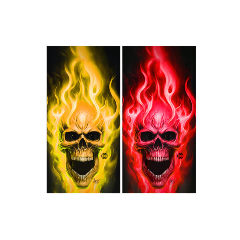 Flaming Skulls Combo Sets Cornhole Wraps Kustom Low Brow Art