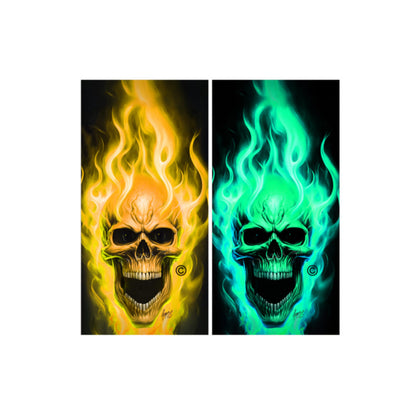 Flaming Skulls Combo Sets Cornhole Wraps Kustom Low Brow Art