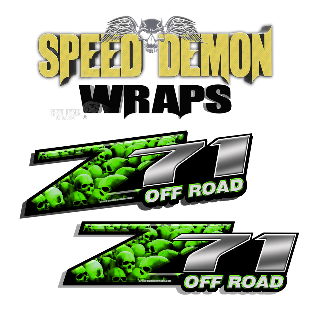 Skull Z71 Offroad Decals Green