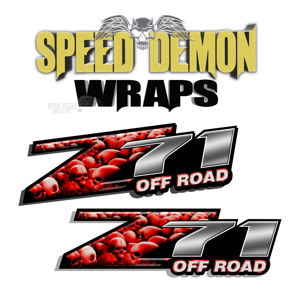 Skull Z71 Offroad Decals Red