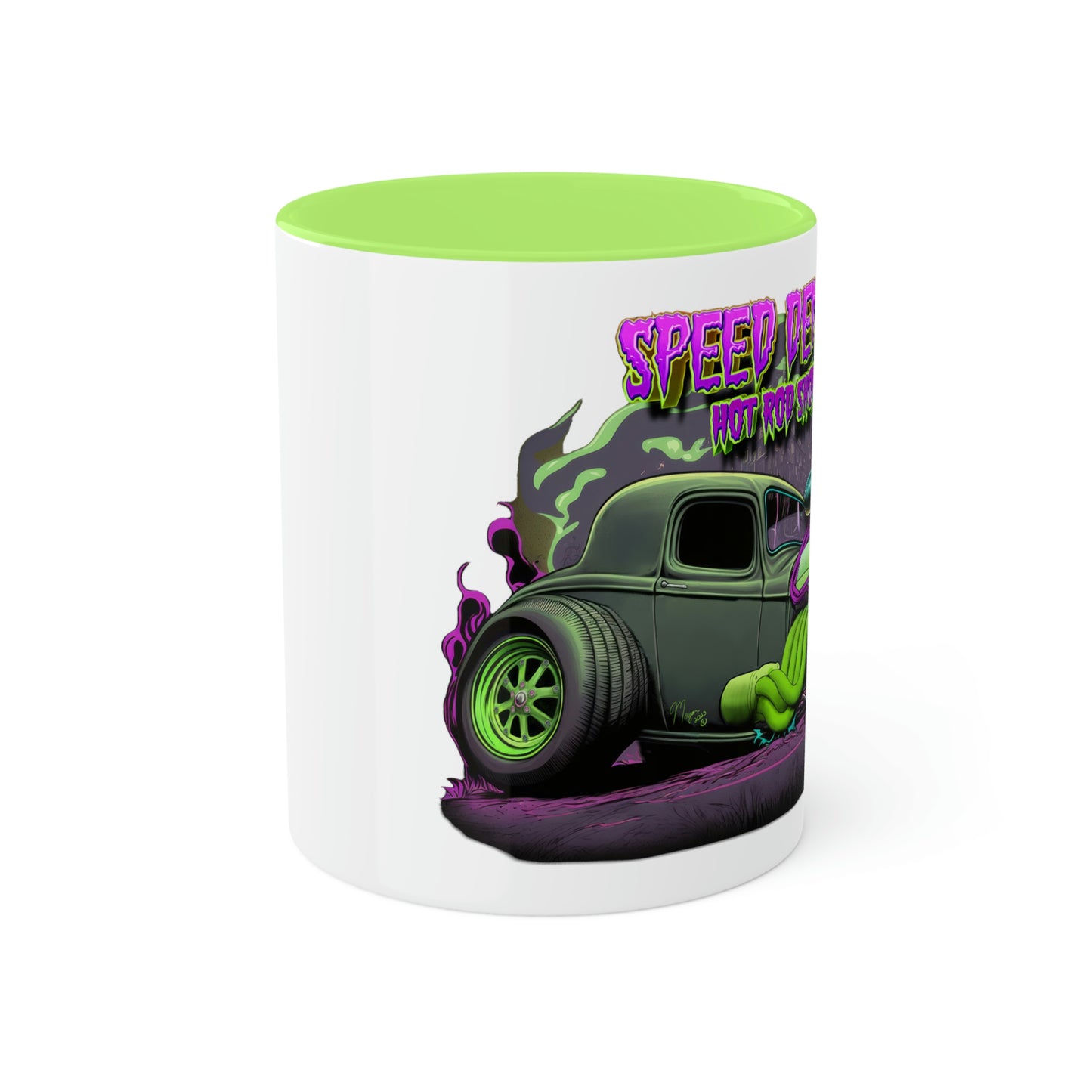 32 Ford Pink & Green Rat Rod - Speed Demon Hot Rod Shop Accent Coffee Mug 11oz